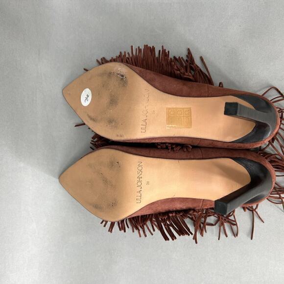 B37 Ulla Johnson Inez Fringe High Heel Womens 6 Boho Maximalism Western Chic - Picture 8 of 13